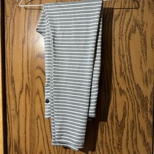 Gray and White Striped Yoga Pants